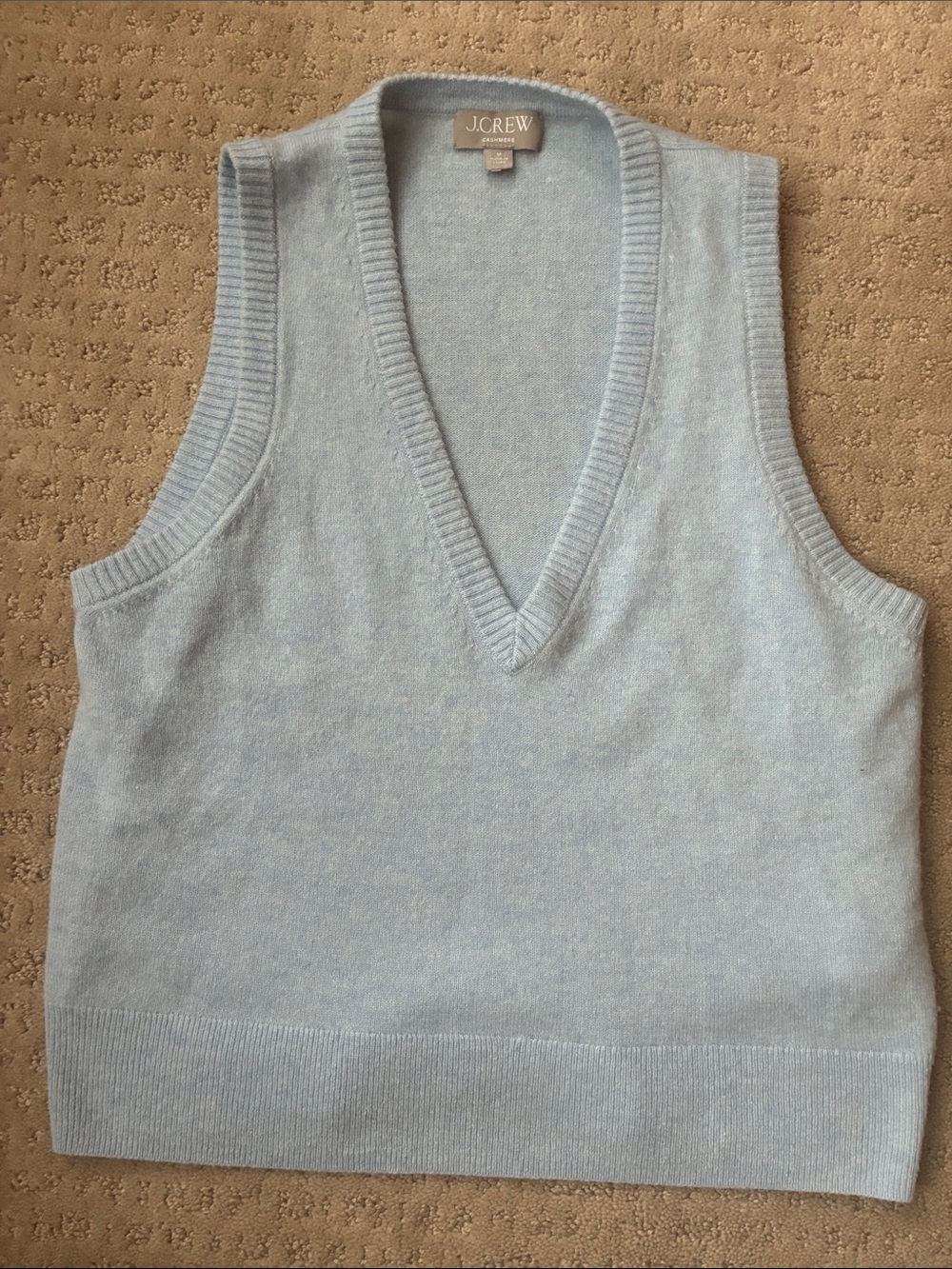J.Crew Light Blue Cashmere V-Neck Sweater Vest